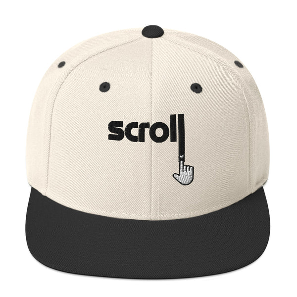 natural and black snapback scroll down hat