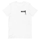 white scroll down shirt