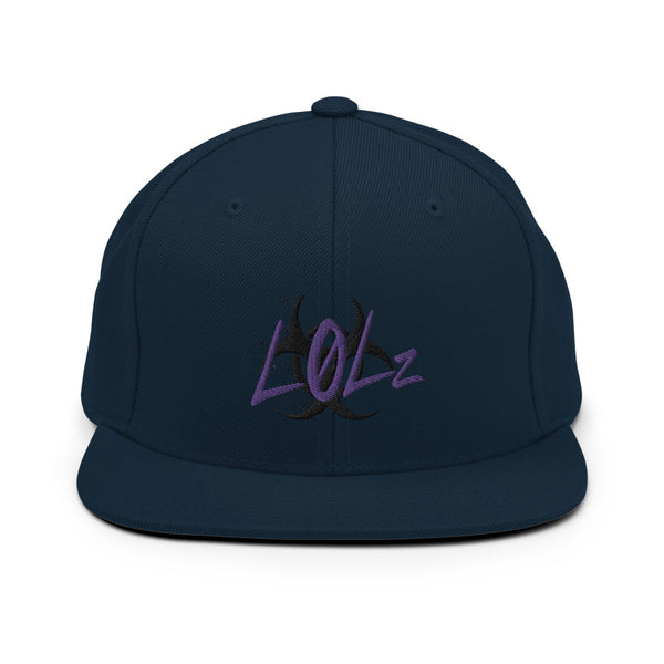 Flat Bill Snapback Hat - Navy With White EV Embroidered Logo