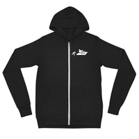 black ship chasing zip up hoodie